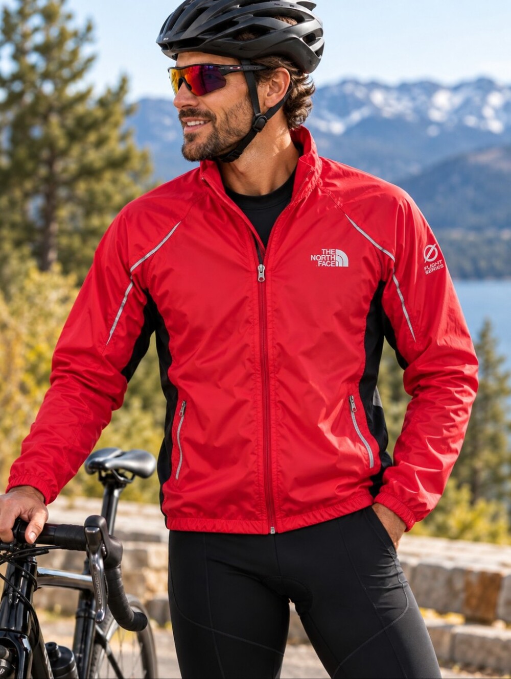 The North Face Flight Series Red Reflective Cycling Windbreaker Jacket S